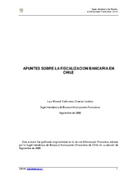 Apuntes sobre la Fiscalización Bancaria en Chile