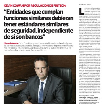 Kevin Cowan por regulación de fintech: “Entidades que cumplan funciones similares debieran tener estándares similares de seguridad, independiente de si son bancos”