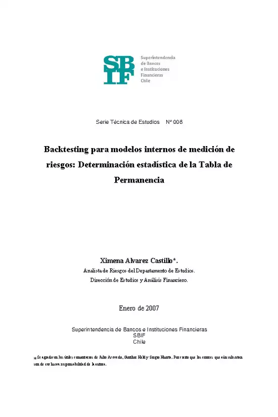 Serie Técnica de Estudios: Backtesting para modelos internos de medición de riesgos