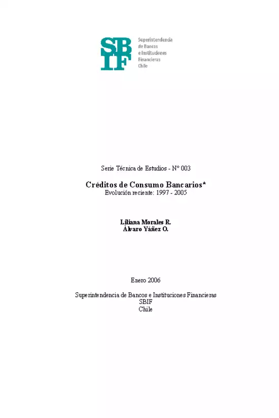 Serie Técnica de Estudios: Créditos de Consumo Bancarios