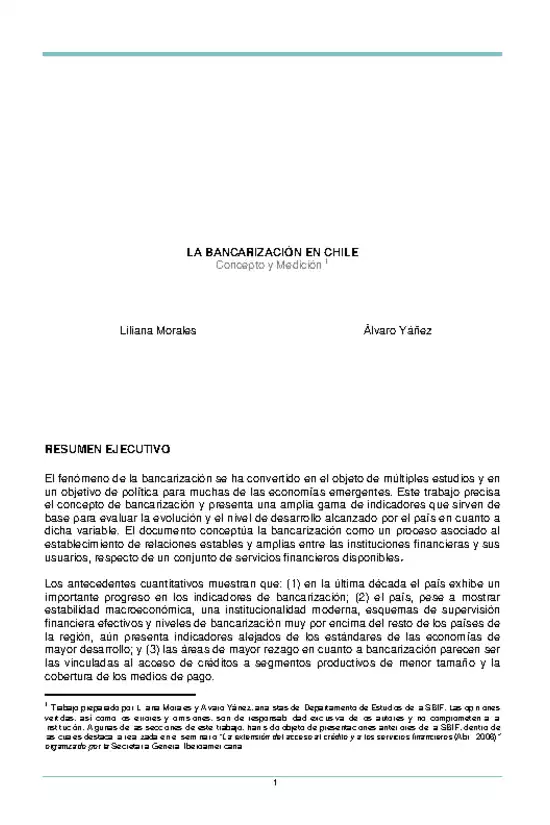 La Bancarización en Chile, Concepto y Medición