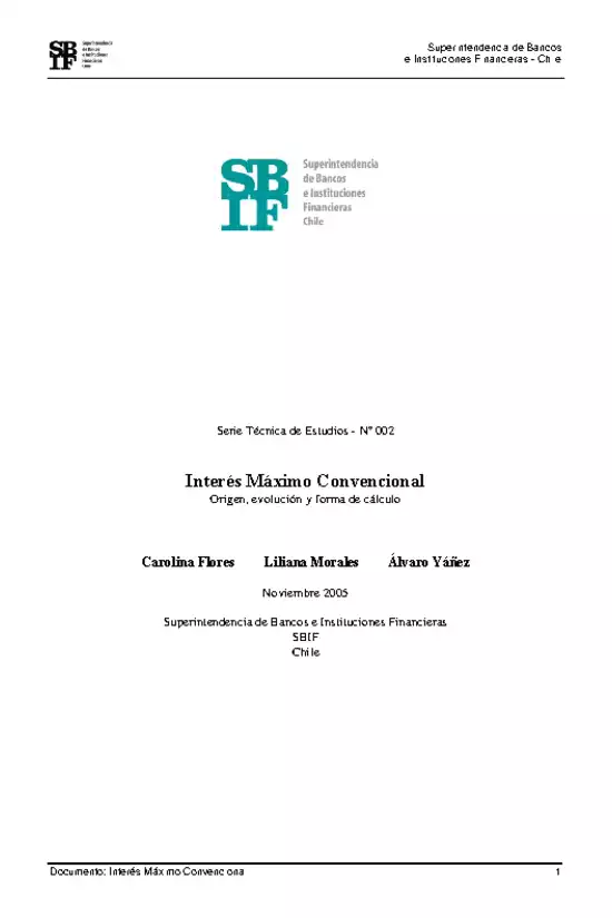 Serie Técnica de Estudios: Interés Máximo Convencional, origen, evolución y forma de cálculo